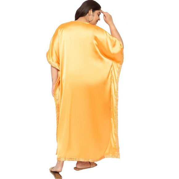 Gypsie Blu Women Stylish Kaftan Dress Plus Size Satin Sequences Wedding Gown - Picture 7 of 7